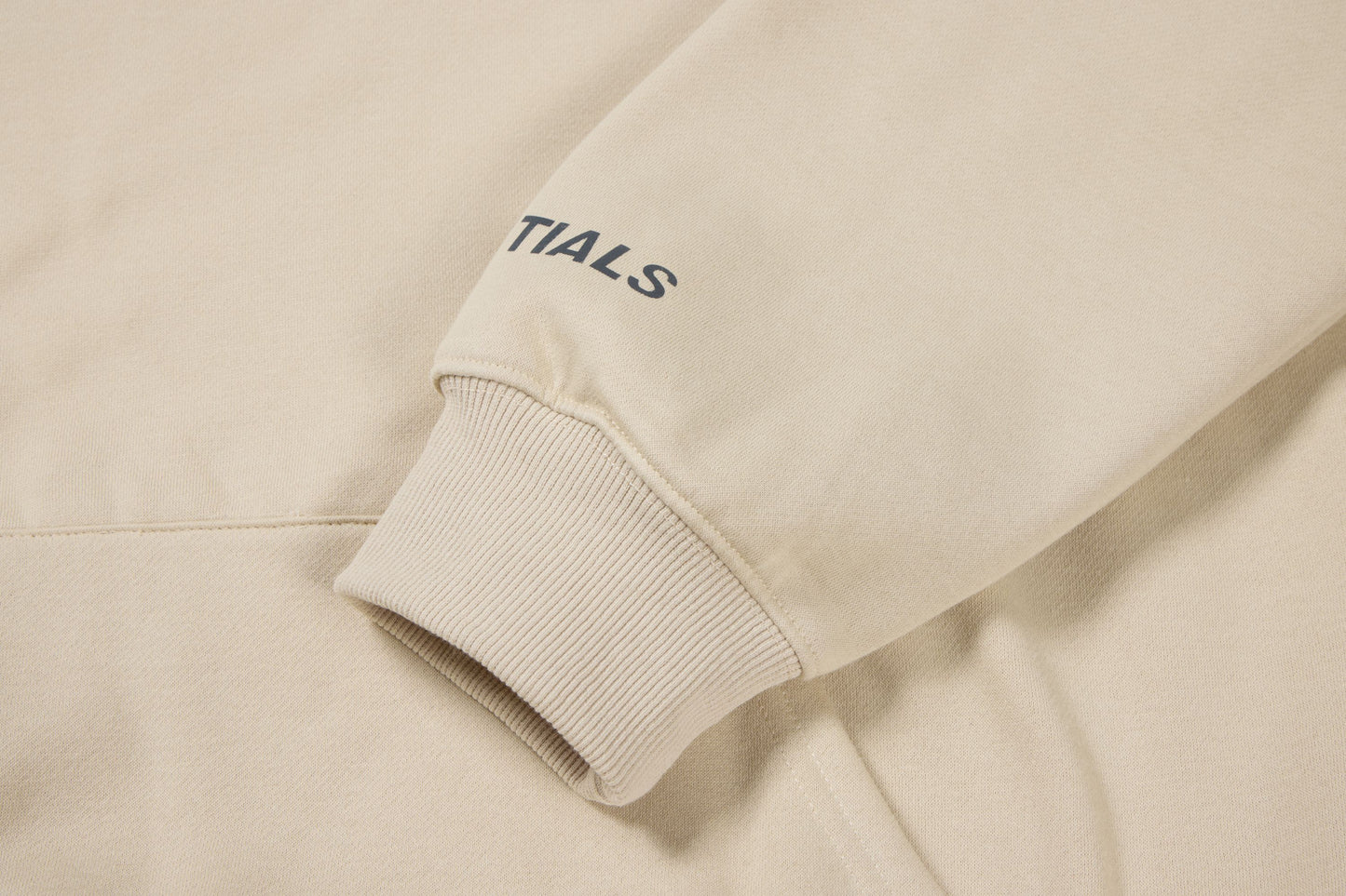 Essentials Hoodie - Cream Oversized Long-Sleeve Pullover Unisex