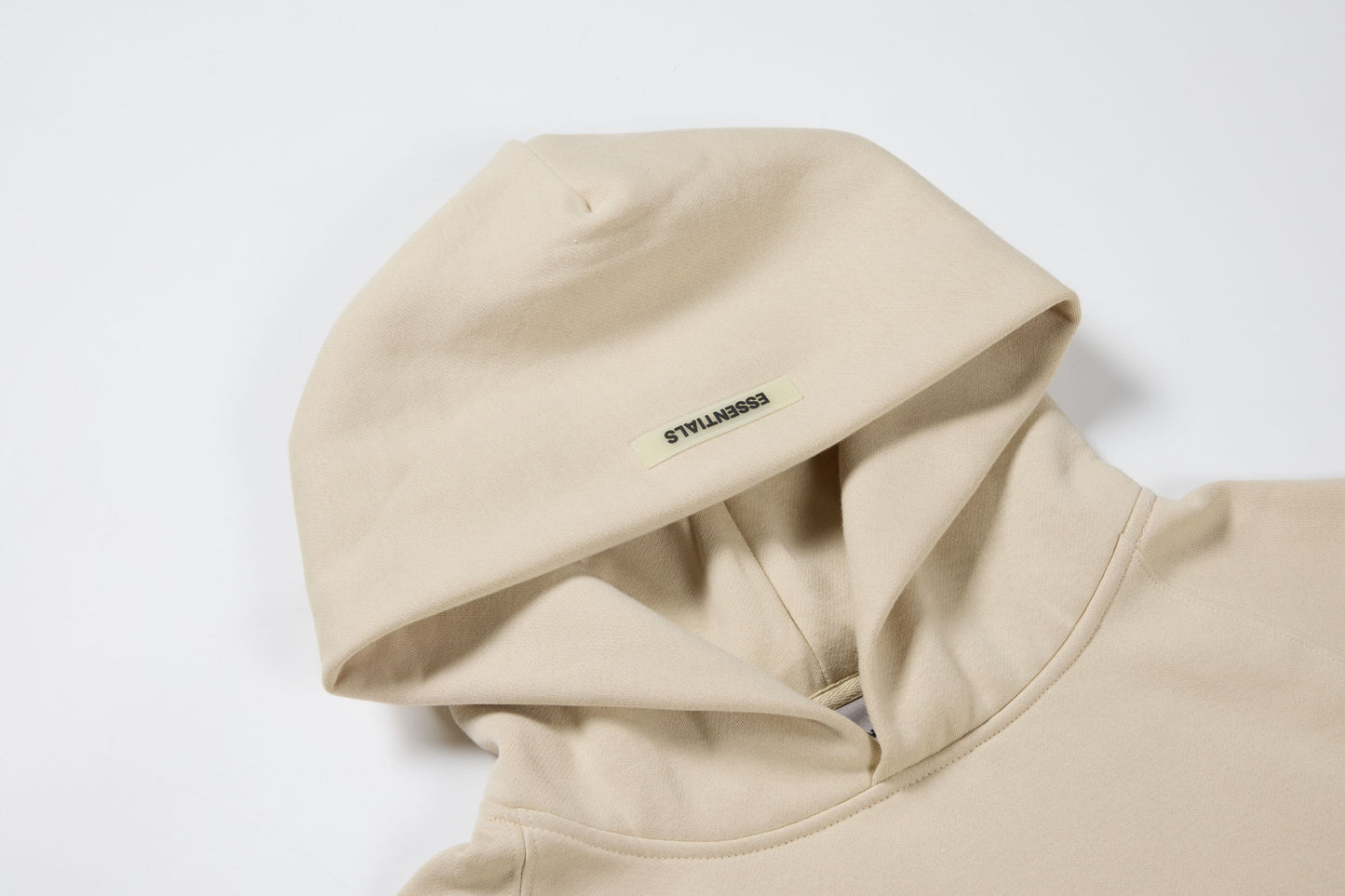 Essentials Hoodie - Cream Oversized Long-Sleeve Pullover Unisex