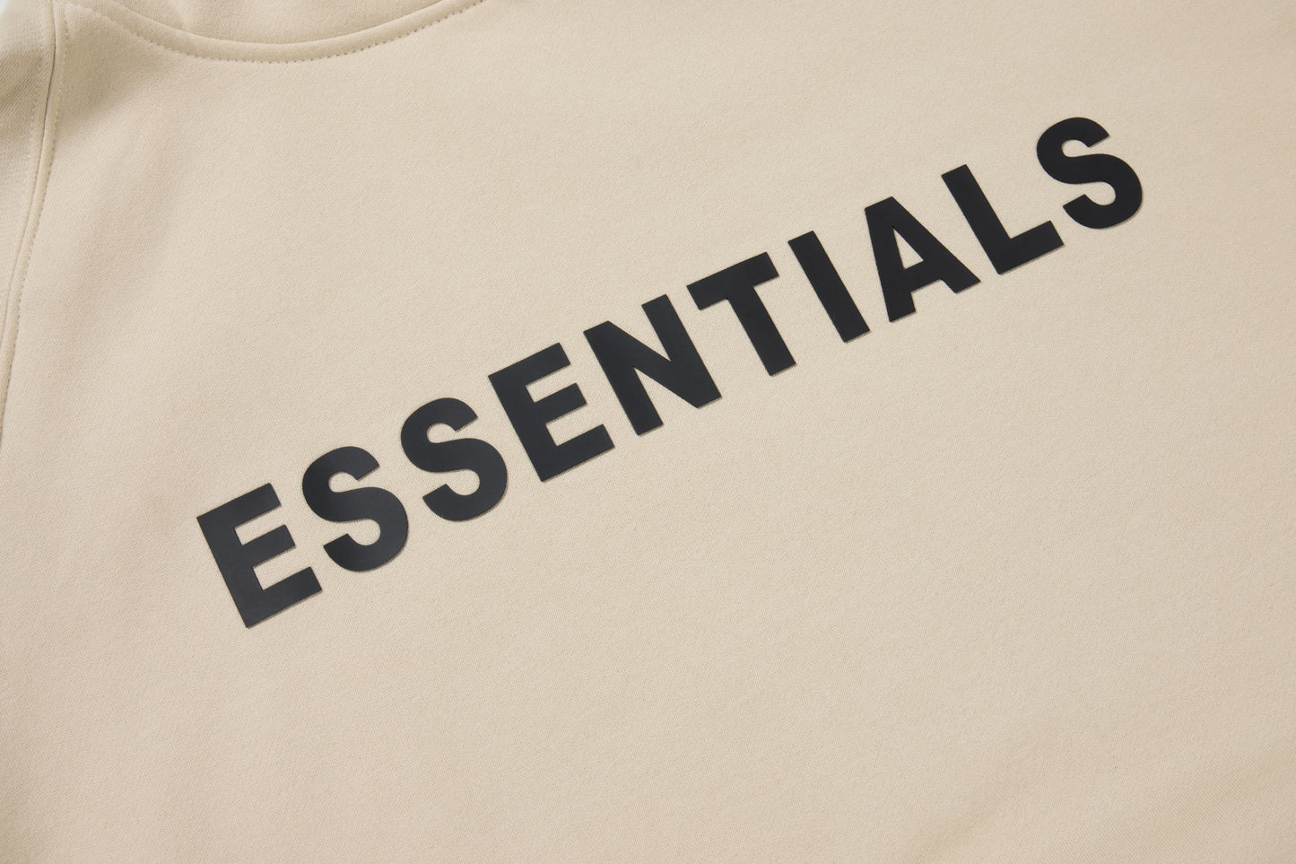 Essentials Hoodie - Cream Oversized Long-Sleeve Pullover Unisex