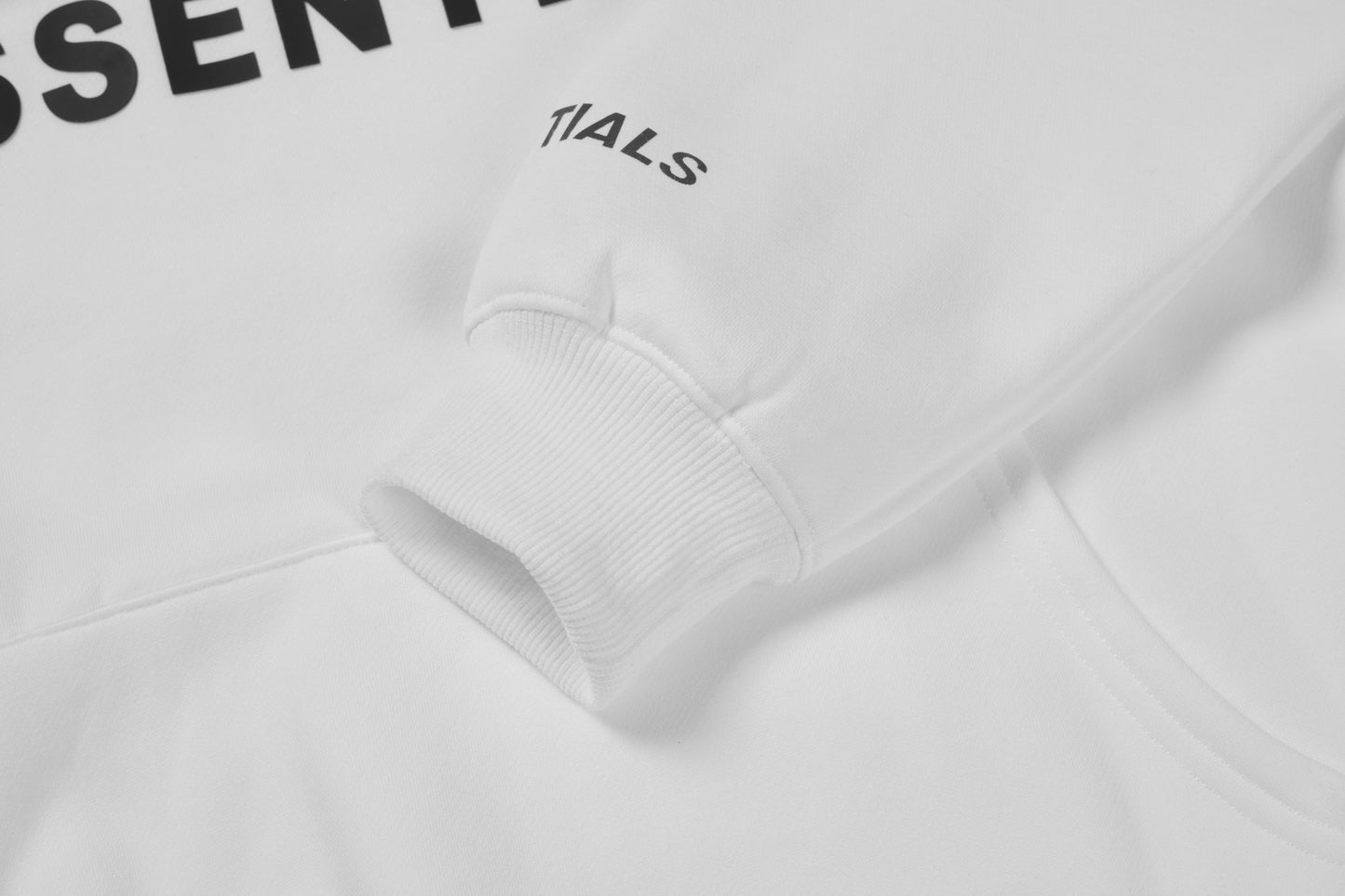 Essentials Hoodie - White Oversized Long-Sleeve Pullover Unisex