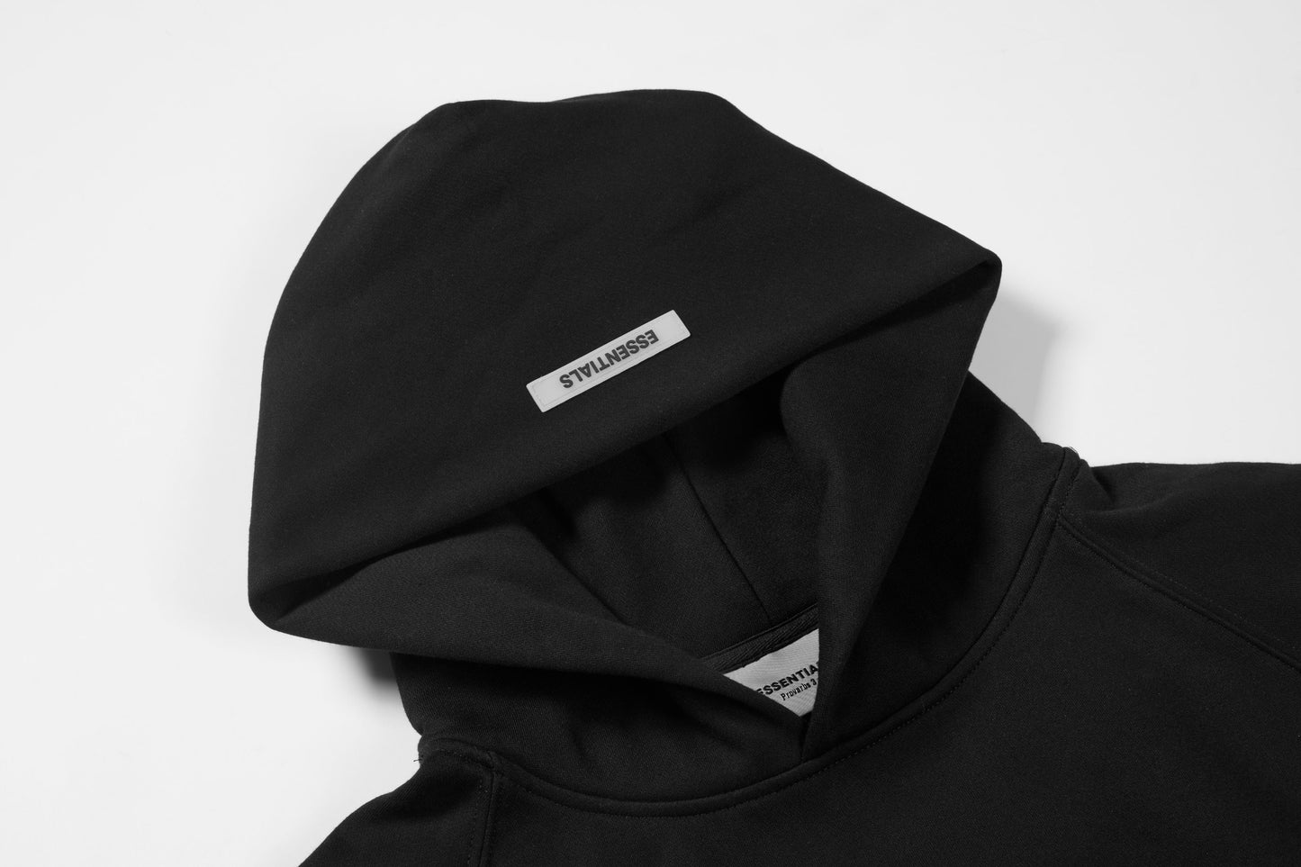 Essentials Hoodie - Black Oversized Long-Sleeve Pullover Unisex