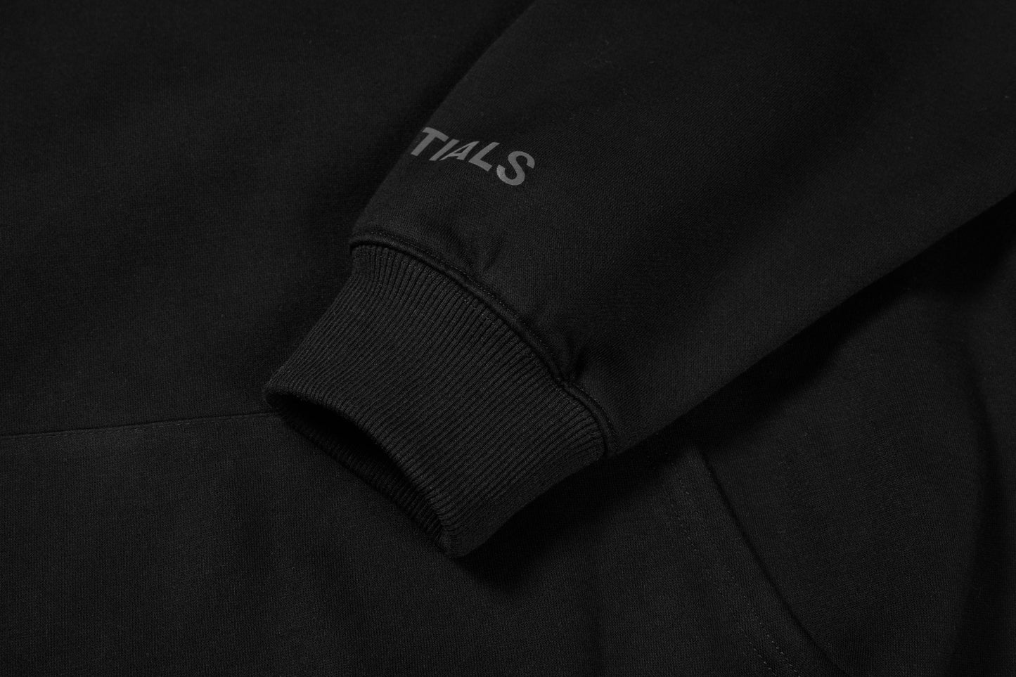 Essentials Hoodie - Black Oversized Long-Sleeve Pullover Unisex