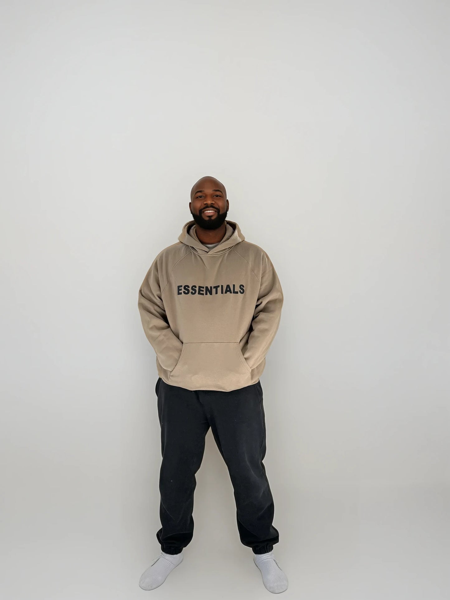 Essentials Hoodie - Black Oversized Long-Sleeve Pullover Unisex