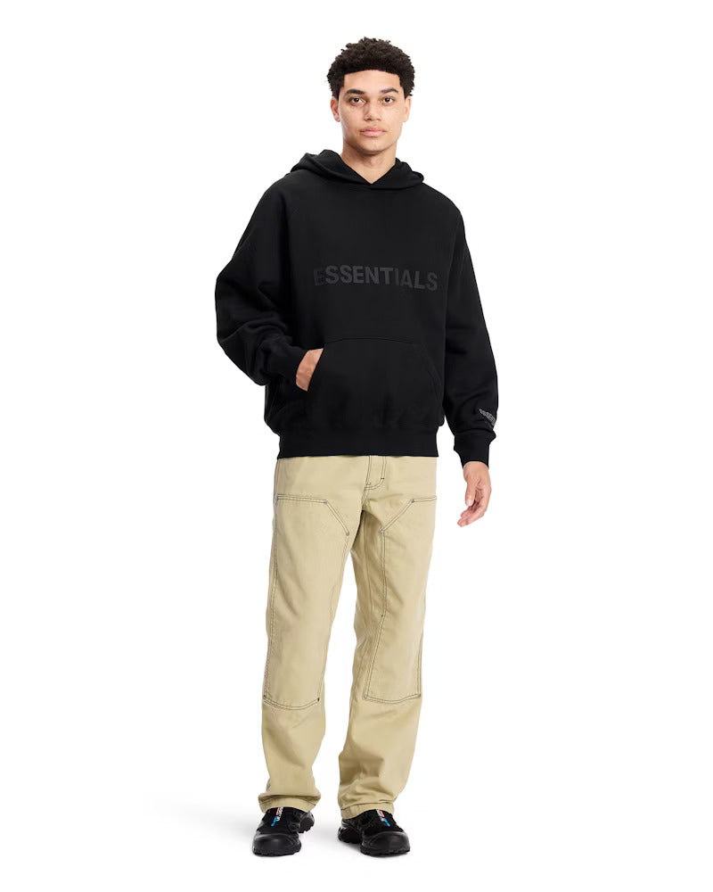 Essentials Hoodie - Black Oversized Long-Sleeve Pullover Unisex