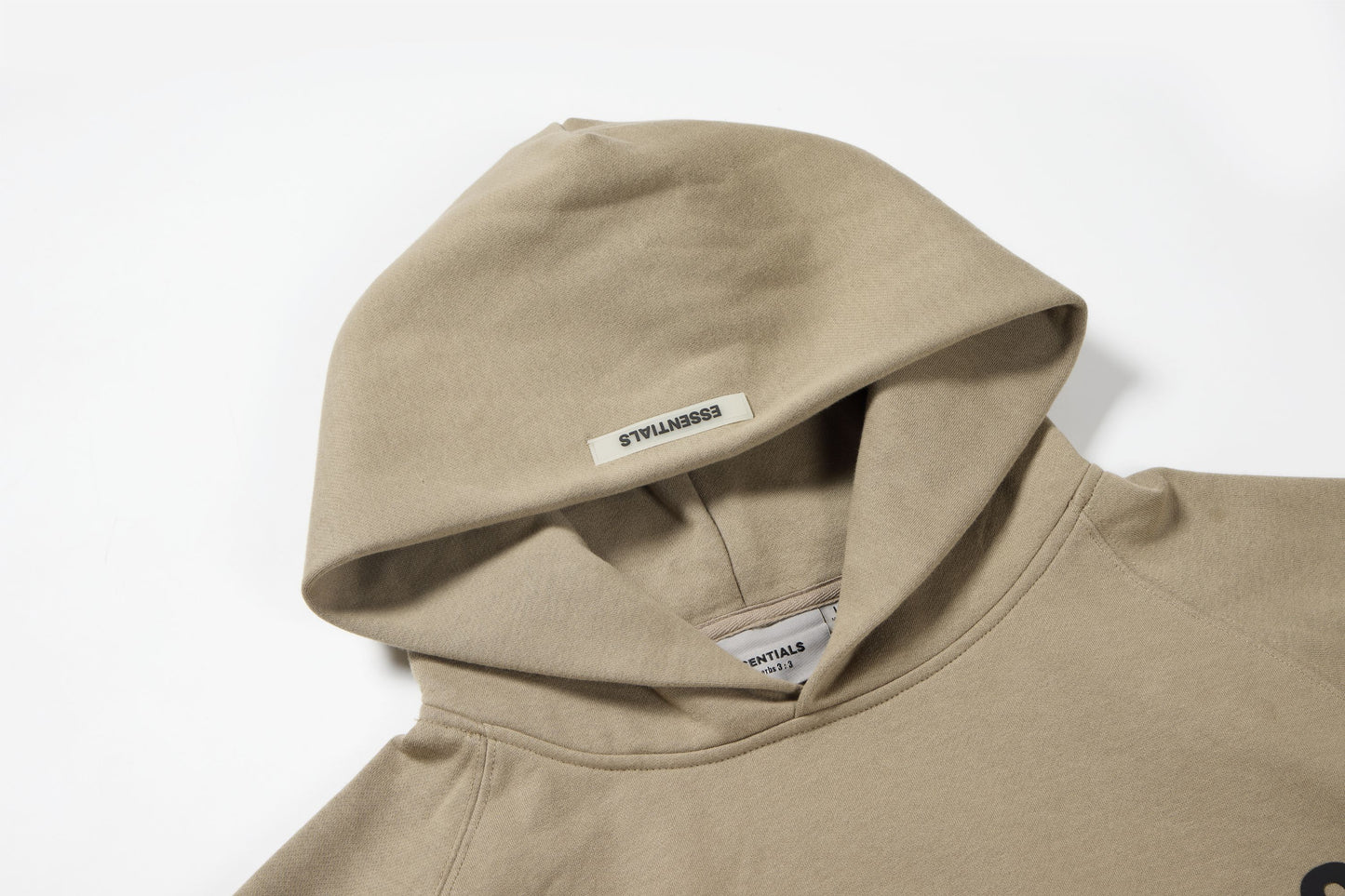 Essentials Hoodie - Tan Oversized Long-Sleeve Pullover Unisex