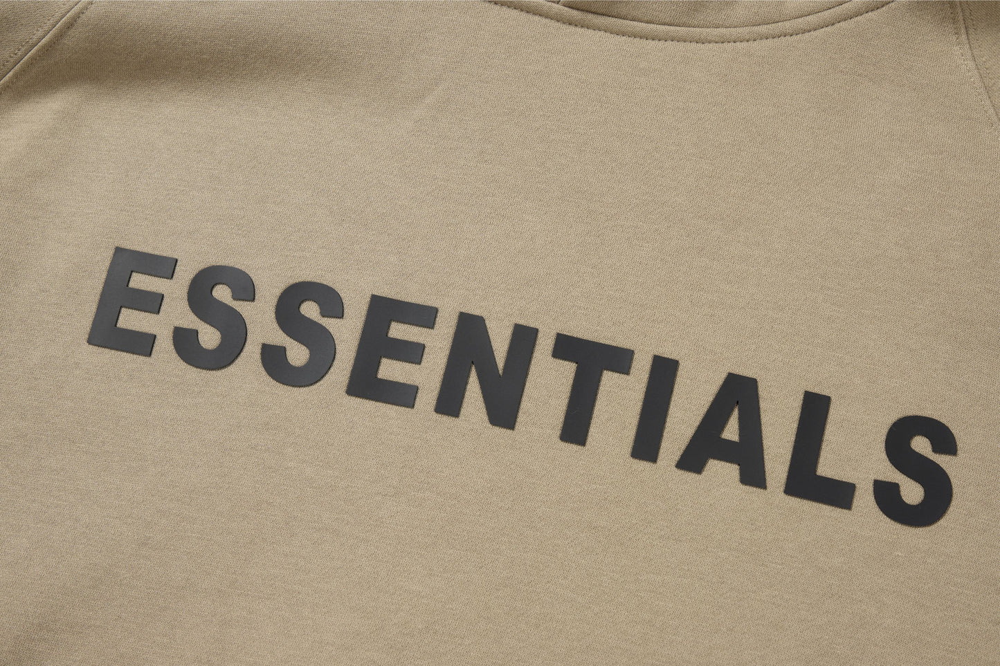 Essentials Hoodie - Tan Oversized Long-Sleeve Pullover Unisex