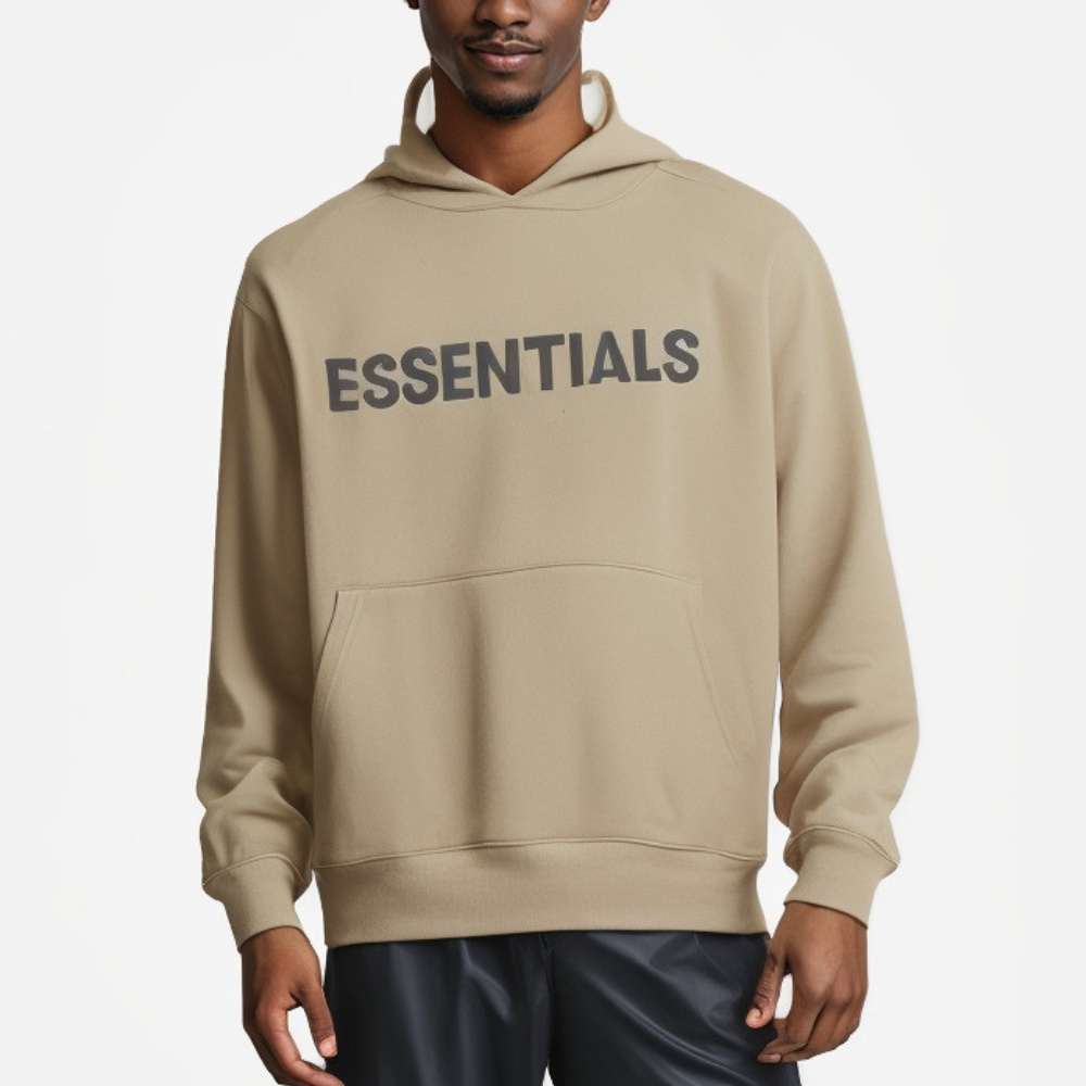 Essential Hoodies for Men & Women, Long-Sleeve OVERSIZED Pullover Stylish Perfect Solid Color Streetwear (Tan)